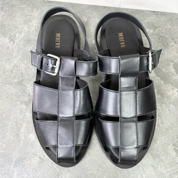Maeve Anthropologie black leather fishman strappy sandals size EU 39/US 8.5 - Picture 3 of 5